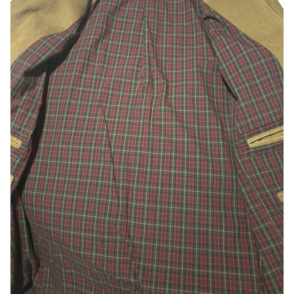 L.L. Bean Men Tan Brown Corduroy Blazer Jacket 40 Tall 3Button Plaid Lined 0J5C8 - Picture 7 of 14